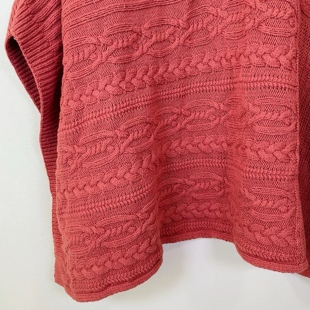 Abercrombie & Fitch Pumpkin Spice Orange Chunky Cable Knit Poncho Sweater